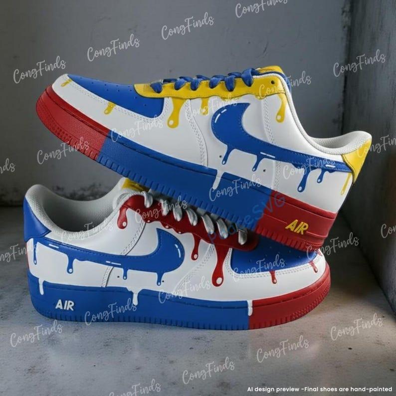 Custom Hand-Painted Air Force 1 Drip Sneakers