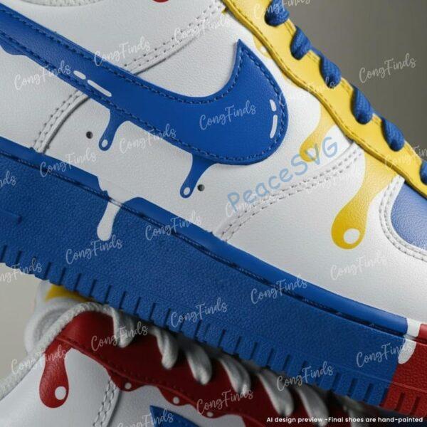 Alternative view of Custom Hand-Painted Air Force 1 Drip Sneakers, Personalized Autism AF1 Shoes