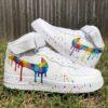 Custom Hand-Painted Drip Air Force 1 Mid Sneakers: Personalized Puzzle Drip Swoosh AF1 Shoes - Image 2