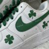 Shamrock Custom Air Force 1 – Green Clover AF1 Sneakers, Hand-Painted Irish Style Minimal Shoes, Lucky Green Streetwear - Image 3