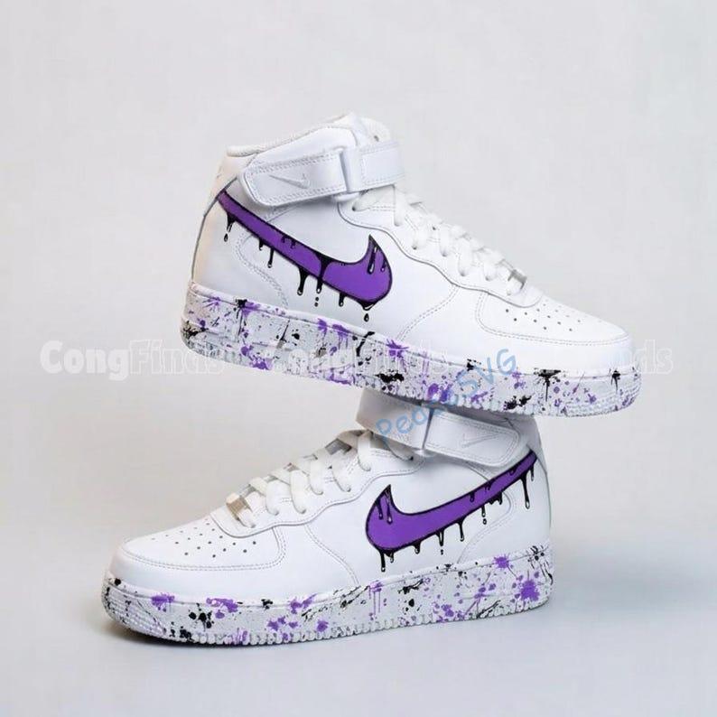 Custom Hand-Painted Drip Air Force 1 Mids Sneakers: Personalized AF1 Mids Sneakers