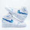 Custom Hand-Painted Blue Lightning Air Force 1 Mid Sneakers: Personalized AF1 Shoes - Image 2
