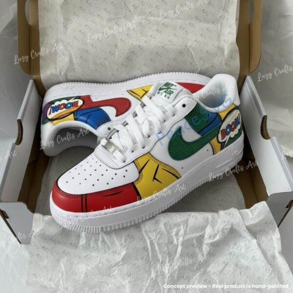 Alternative view of Hand-Painted Comic Air Force 1 Sneakers: Custom Cartoon AF1 Shoe