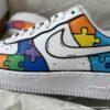 Custom Hand-painted Puzzle Comic Air Force 1 Sneakers: Personalized Autism Awareness AF1 Shoes - Image 2
