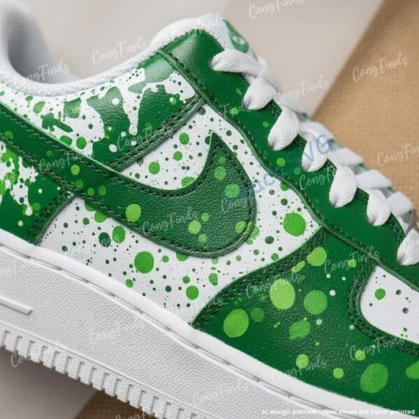 Alternative view of Custom Green Air Force 1 Sneakers: Hand-Painted Splatter AF1 Shoes