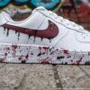 Custom Drip Air Force 1 Sneakers: Hand Painted Burgundy Drip Shoes - Image 2
