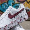 Custom Drip Air Force 1 Sneakers: Hand Painted Burgundy Drip Shoes - Image 4