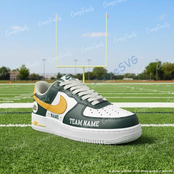 Alternative view of Hand-Painted Green Bay Football Air Force 1 Sneakers, Custom Packer Shoes