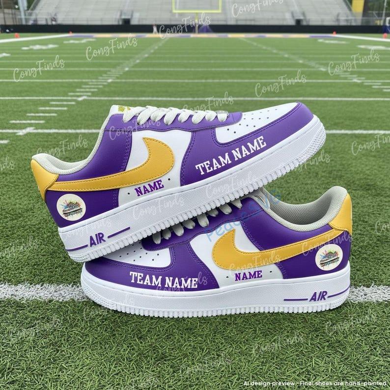 Hand-Painted Vikings Football AF1 Sneakers