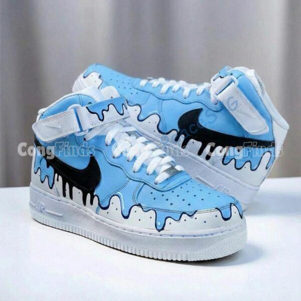 Alternative view of Custom Hand-Painted Drip Air Force 1 Mid Sneakers: Personalized AF1 Shoes
