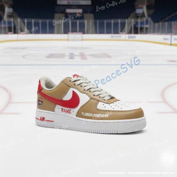 Alternative view of Personalized Custom Florida Hockey Air Force 1, Hand-Painted Panthers Hockey Fan AF1 Sneaker, Adult /Toddler Kids