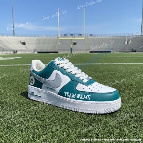 Alternative view of Personlized Philadelphia Football Air Force 1, Hand-Painted Eagles Football Fan AF1 Sneaker, Adult /Toddler Kids