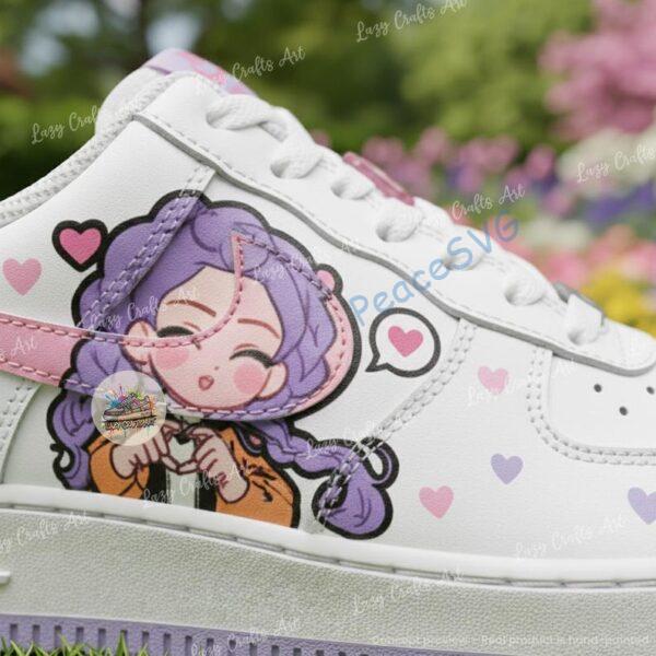 Alternative view of Hand Painted K-Pop Demon Hunter Character AF1 Shoes, Custom KValentine Air Force 1 Sneakers,