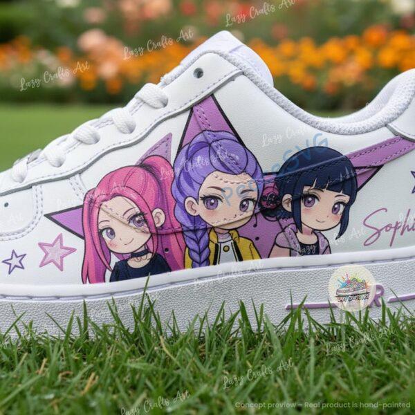 Alternative view of Personalized Custom Kpop Demon Hunters AF1, Anime Fantasy Hand Painted Air Force 1, Hunter Character Shoes, Gift for Kpop or Music Fans