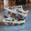 Custom Hand-Painted  Drip Air Force 1 Sneakers, Personalized Autism AF1 Shoes