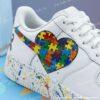 Custom Hand-painted Splatter Air Force 1 Sneakers: Personalized Autism AF1 Shoes - Image 4