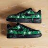 Personalized Drip Black AF1 Shoes, Black Green Custom Air Force 1 Sneakers, Hand Painted Patrick's Day AF1 Shoes