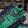 Personalized Black Green Drip AF1 Shoes, Black Green Custom Air Force 1 Sneakers, Hand Painted Black AF1 Shoes - Image 4