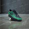 Personalized Black Green Drip AF1 Shoes, Black Green Custom Air Force 1 Sneakers, Hand Painted Black AF1 Shoes - Image 2