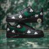 Custom Black Shamrock Drip Air Force 1, Green Drip Swoosh AF1 Sneakers, Hand-Painted Irish Streetwear Custom Shoes - Image 2