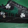 Custom Black Shamrock Drip Air Force 1, Green Drip Swoosh AF1 Sneakers, Hand-Painted Irish Streetwear Custom Shoes - Image 8