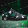 Custom Black Shamrock Drip Air Force 1, Green Drip Swoosh AF1 Sneakers, Hand-Painted Irish Streetwear Custom Shoes - Image 9