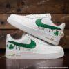 Personalized Custom Green Drip Clover Air Force 1, Hand-Painted ST Patrick's Day AF1 Sneakers - Image 2