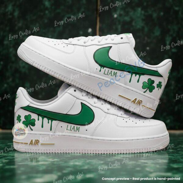 Personalized Custom Green Drip Clover Air Force 1, Hand-Painted ST Patrick's Day AF1 Sneakers