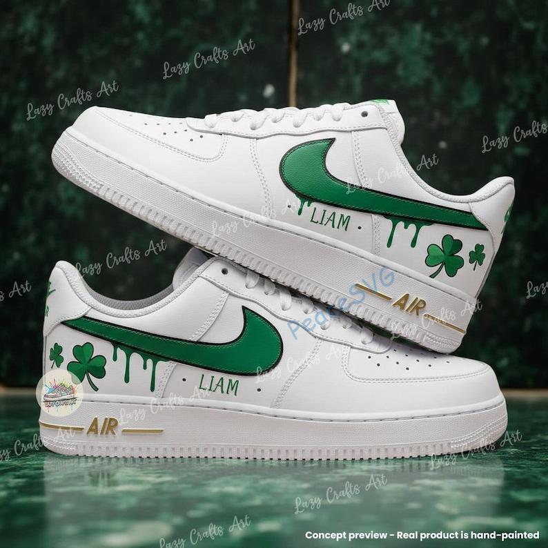 Personalized Custom Green Drip Clover Air Force 1
