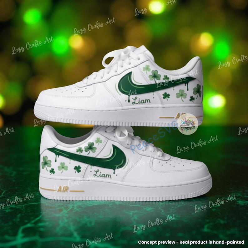 Personalized Hand-Painted Green Drip Air Force 1