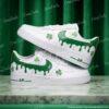 Hand-painted Green Drip Air Force 1 Sneakers: Custom Irish Clover Streetwear AF1 Shoes