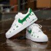 Custom Hand-painted Green Drip Air Force 1 Sneakers: Hand-Painted Irish Clover Streetwear Shoes - Image 3