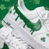 Custom Hand-painted Green Drip Air Force 1 Sneakers: Hand-Painted Irish Clover Streetwear Shoes - Image 4