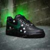 Custom Green Drip Black AF1 Shoes, Black Green Custom Air Force 1 Sneakers, Hand Painted Patrick's Day AF1 Shoes - Image 3