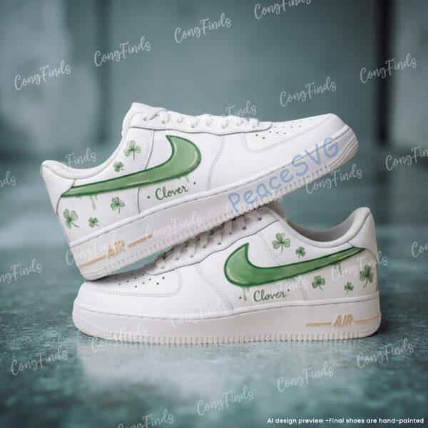 Custom Hand-painted Clover Air Force 1 Sneakers: Hand-Painted Patrick's Day Streetwear Shoes