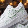 Custom Hand-painted Green Drip Outline Swoosh AF1 Sneakers: Hand-Painted Drip Air Force 1 Shoes - Image 3