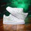 Custom Hand-painted Green Drip Outline Swoosh AF1 Sneakers: Hand-Painted Drip Air Force 1 Shoes - Image 2