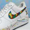 Custom Air Force 1 Splatter Sneakers: Personalized Hand-painted Autism AF1 Shoes - Image 2