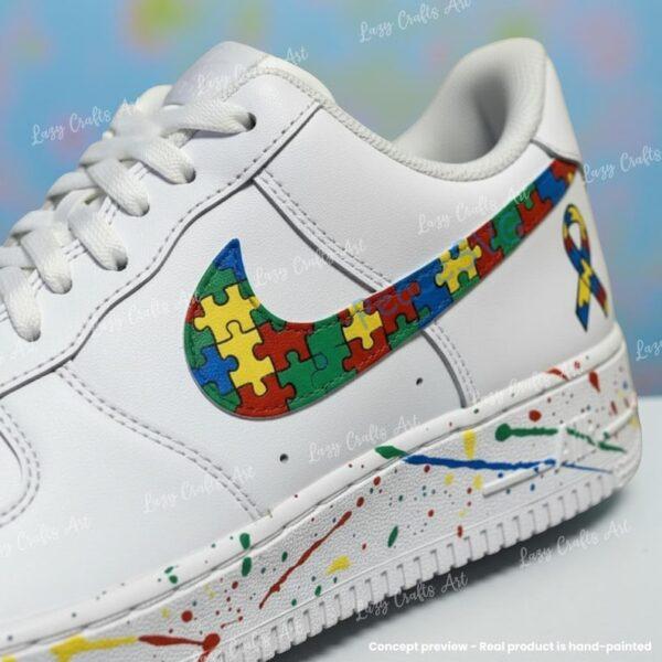 Alternative view of Custom Air Force 1 Splatter Sneakers: Personalized Hand-painted Autism AF1 Shoes