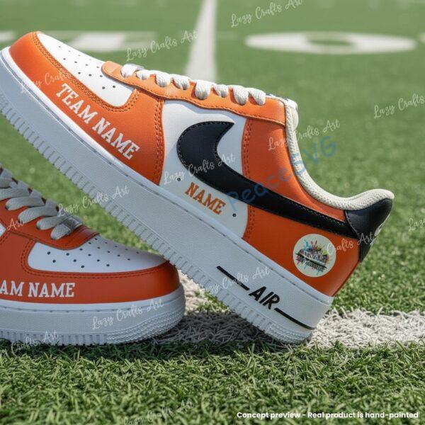 Alternative view of Custom Cincinnati Football Air Force 1, Hand-Painted Bengals Football Fan AF1 Sneaker, Adult /Toddler Kids