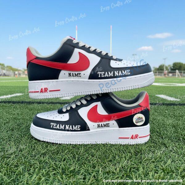 Alternative view of Personlized Houston Football Air Force 1, Hand-Painted TexansFootball Fan AF1 Sneaker, Adult /Toddler Kids