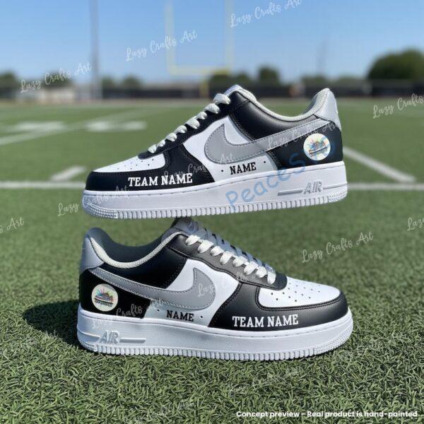 Personlized Las Vegas Football Air Force 1, Hand-Painted Raiders Football Fan AF1 Sneaker, Adult /Toddler Kids