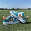Custom Hand-Painted Miami Football Air Force 1, Personlized Dolphins Football Fan AF1 Sneaker, Adult /Toddler Kids - Image 2