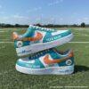 Custom Hand-Painted Miami Football Air Force 1, Personlized Dolphins Football Fan AF1 Sneaker, Adult /Toddler Kids