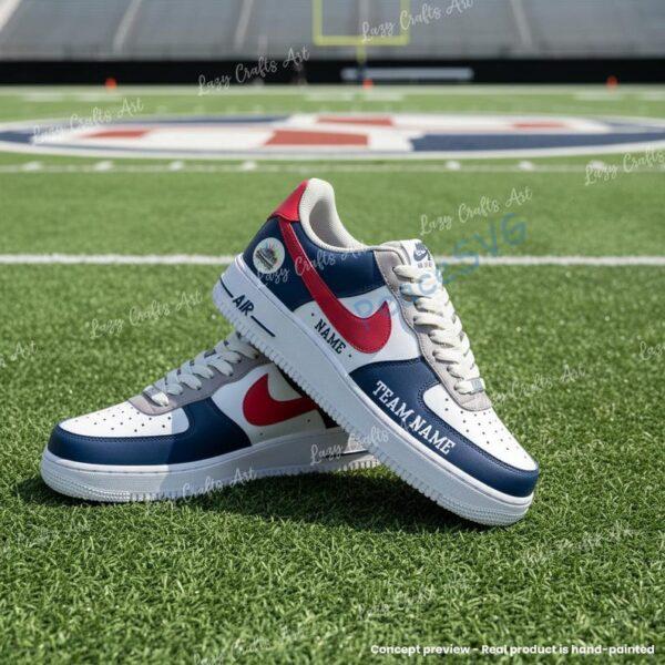 Alternative view of Personlized New England Football Air Force 1, Hand-Painted Patriots Football Fan AF1 Sneaker, Adult /Toddler Kids