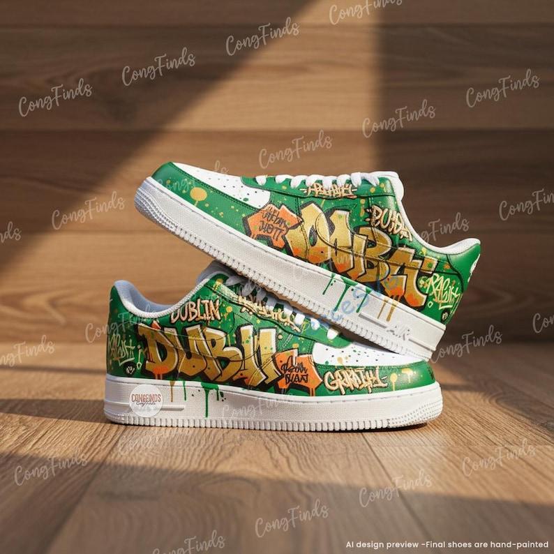 Personalized Graffiti Air Force 1 Sneakers: Custom Name Hand-Painted AF1 Sneakers