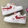 Custom Valentine Couple Air Force 1: Hand-Painted Red Drip AF1 Sneakers