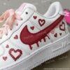 Custom Valentine Couple Air Force 1: Hand-Painted Red Drip AF1 Sneakers - Image 3