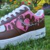 Custom Pink Chocolate Drip Air Force 1 , Hand-painted Pink Heart Chain Graffiti AF1 Sneakers, Love Streetwear Shoes - Image 2