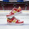 Personalized Custom Calgary Hockey Air Force 1, Hand-Painted Flames Hockey Fan AF1 Sneaker, Adult /Toddler Kids